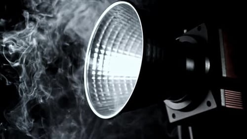 Super Slow Motion Smoke in Studio with Lighting Projector