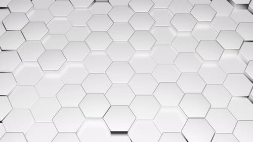 Background of white abstract metal hexagons moving up and down in different directions 3d render