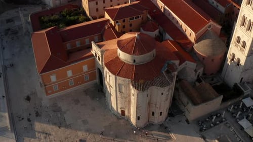 Historic Old Architecture In Zadar Town In Croatia - aerial shot