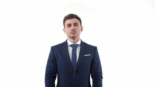 Young Adult Businessman Posing in Blue Suit