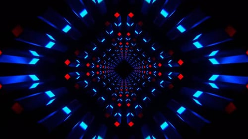 Red And Blue Neon Columns Tunnel Background Vj Loop In 4K