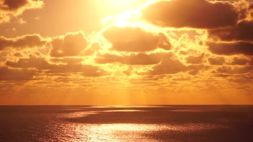 Aerial View Dramatic Sunset with Sea and Gloomy Clouds Abstract Aerial Nature Summer Ocean Sunset
