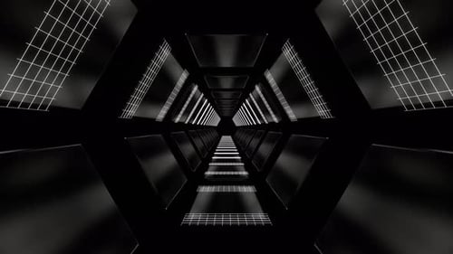 White Neon Sci Fi Cyber Dimension Tunnel Background Vj Loop In 4K