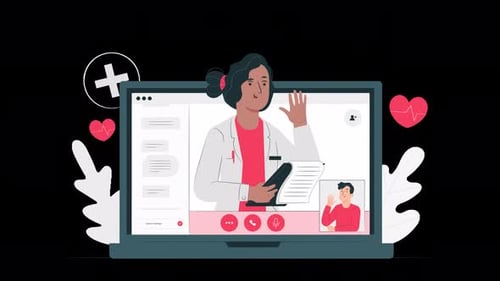 online medical consultation doctor on a laptop animation 4k with alpha channel