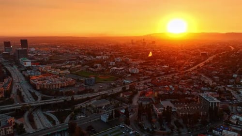 Amazing scenery of Los Angeles, California, USA in a soft light of sunset.