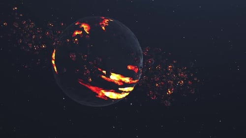 Außerirdischer Planet mit Asteroidengürtel im Weltraum