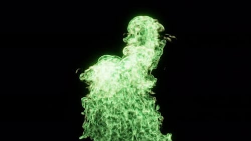 High detailed green fire on black background. Colored flame. Industrial, magic or nature element