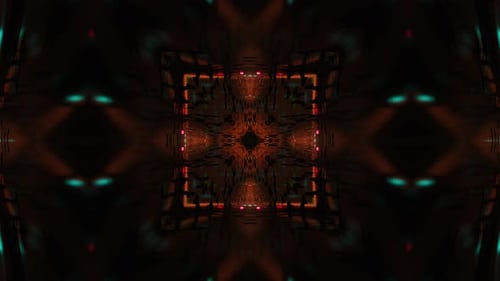 Colorful abstract design with black background. Kaleidoscope VJ loop