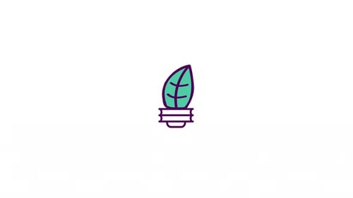 Eco-Friendly Lightbulb with Leaf Flat Design Animation