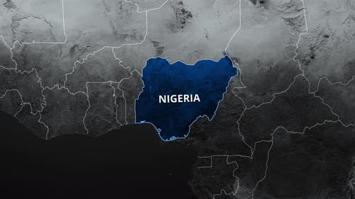 Mapa de Nigeria en color azul 4K