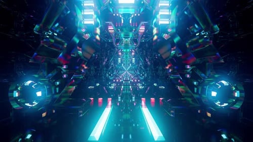 Glass Prism Sci Fi Neon Technology Tunnel Vj Loops