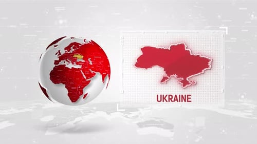 Digital Globe World Map Highlighting Ukraine