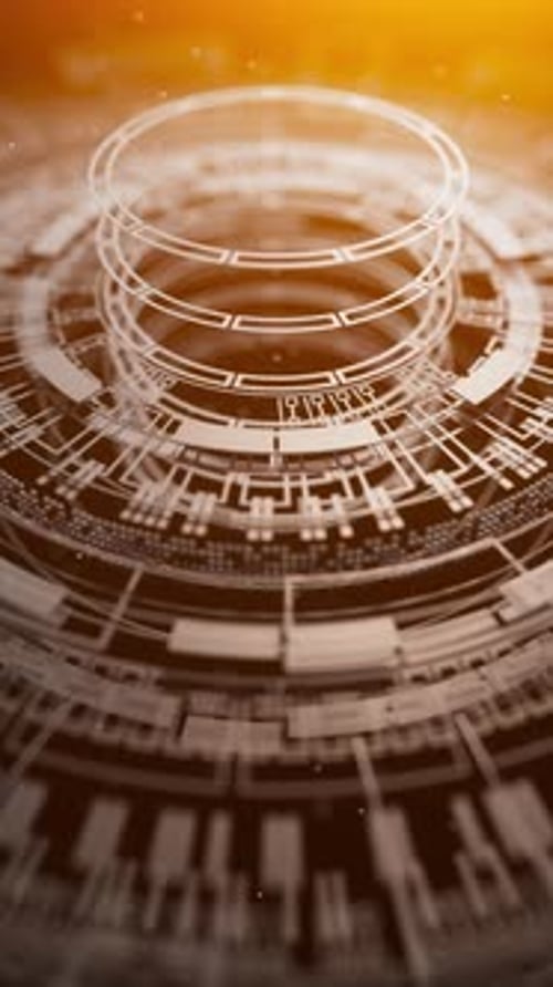 Futuristic rings in motion with Hi Tech design. Loop motion.