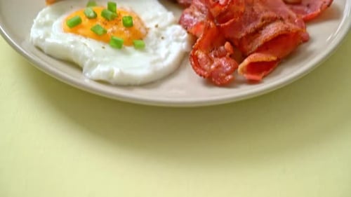 Breakfast Plate with Egg, Bacon, and Toast