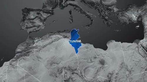Tunisia Map Highlight with Country Name Reveal Animation