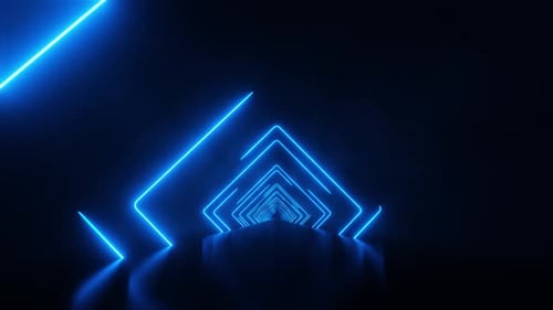 Der neonblaue Lichttunnel schafft ein faszinierendes futuristisches Tor