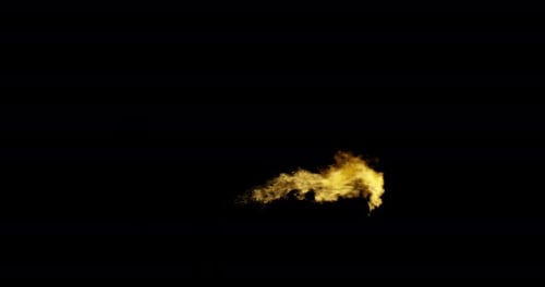 Ignite Collection: Flame juts out for a long duration from left to right in center on dark backgroun