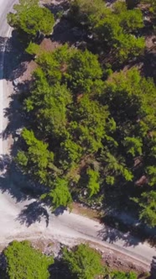 Top View of Car Driving Along Mountain Serpentine Clip Follow Car Driving Along Mountain Serpentine