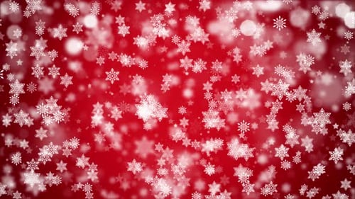 Red Abstract Falling Snow Flakes Snowflakes Particles Loop