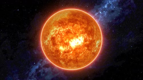 Rotating Fiery Sun Star in Deep Space Animation