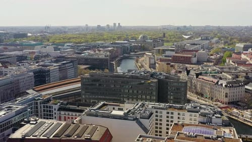 Aerial view of Reichstag building, Berlin, Germany.