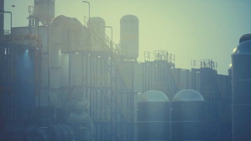 Refinery Factory with Oil Storage Tanks