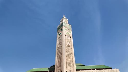 Hassan II Mosque tower minaret landmark in Casablanca, Morocco