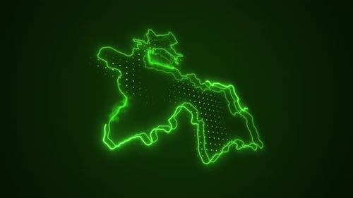 Neon Green Map Outline Reveal Animation