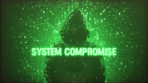 El sistema compromete el símbolo del ciberataque de un hacker