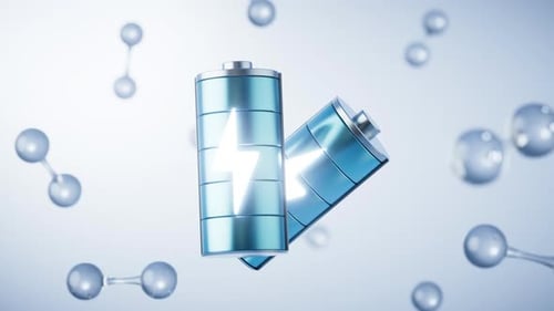 3D Animation of Charging Batteries and Hydrogen Molecules