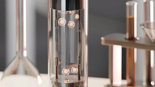 Animated Bubbles Rising in a Glass Laboratory Tube