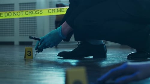 Examining Evidence at a Taped-Off Crime Scene