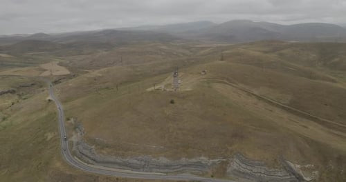 Vue aérienne du paysage du réservoir Spandaryan, Arménie.
