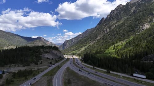 Aerial View of Traffic Flow on the I 70 Interstate Highway