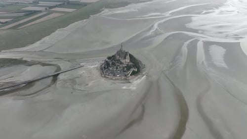 Aerial view of Mont Saint-Michel, France.