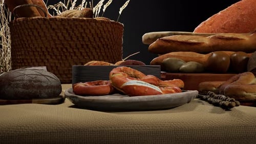 Freshly Baked Bread and Pastries Rising Animation
