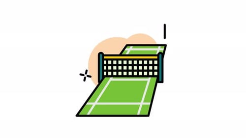 Modern Animated Tennis Court and Net Graphic