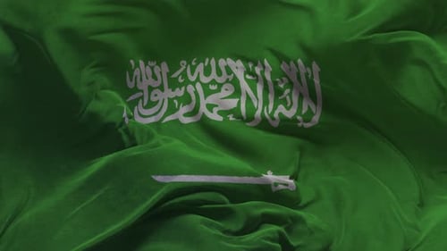 Slow Motion Cloth Animation of Saudi Arabia Flag - 3D Rendering