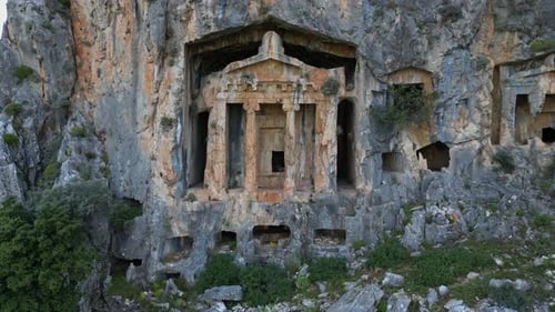 Ancient Lycian Tomb Carved Into Cliffside Near Dalyan Turkey