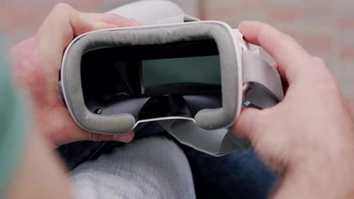 View of Man Wearing FPV Drone Glasses