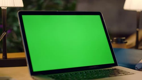 Closeup Unknown Man Hands Typing on Chroma Key Computer in Office. Unrecognizable