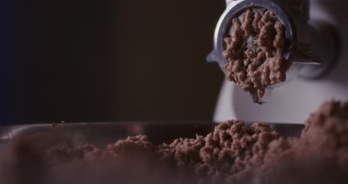 Grinding Meat for Food Preparation Close Up