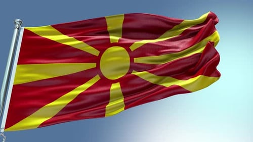 Realistic Waving Flag of North Macedonia