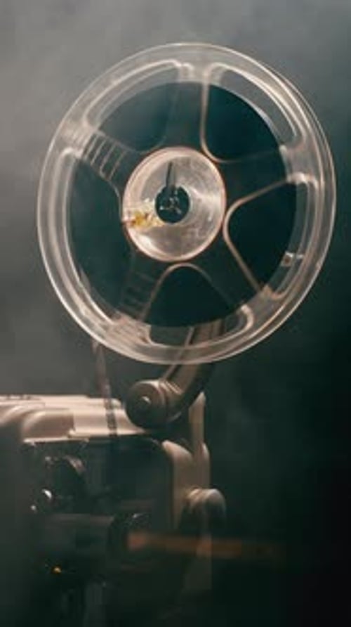 Retro Film Projector with Spinning Reel and Light