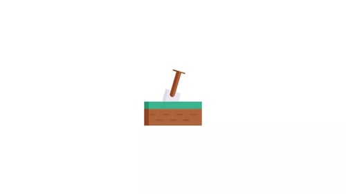 Animated Shovel Digging into Soil Flat Design