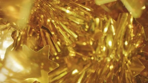 Shimmering Gold Tinsel Stars Festive Christmas Decorations