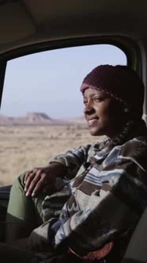 Woman Relaxing During Desert Car Ride