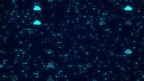 Abstract Digital Background with Glowing Cloud Data Flow