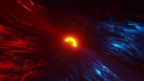 Partial solar eclipse seen from space in the night sky. Looped animation