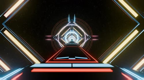 Cyberpunk Futuristic Abstract background In Neon Lights VJ Loop